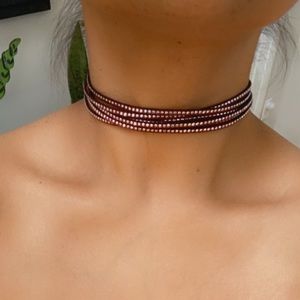 Burgundy Rhinestones Choker